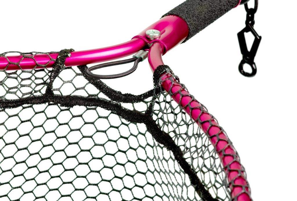 1pc Pink Foldable Fishing Net, Stainless Steel Handle Insect